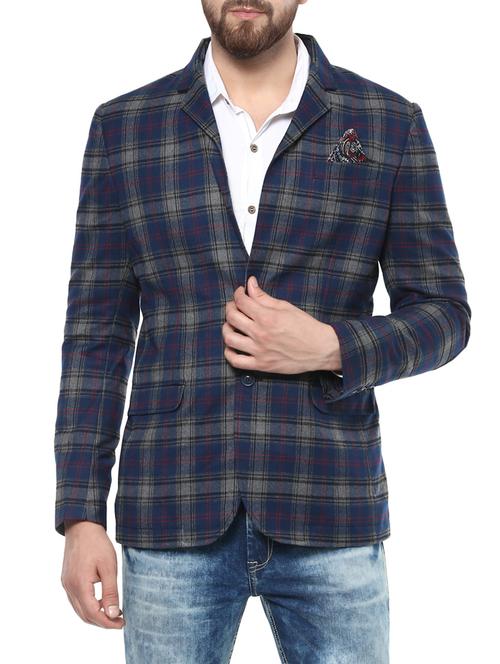 blue cotton casual blazer - 14504647 - Very Small Image - 1