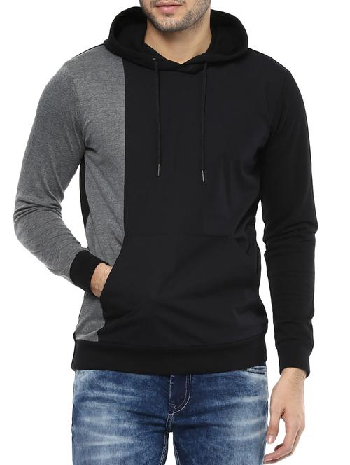 black cotton color block sweatshirt - 14504812 - Very Small Image - 1