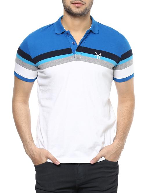 white cotton color block t-shirt - 14504868 - Very Small Image - 1