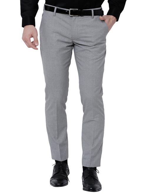 grey polyester blend flat front formal trouser - 14505437 - Very Small Image - 1