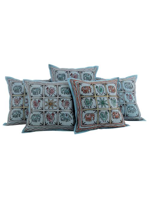 cotton embroidered set of 5 cushion covers - 14505765 - Very Small Image - 1