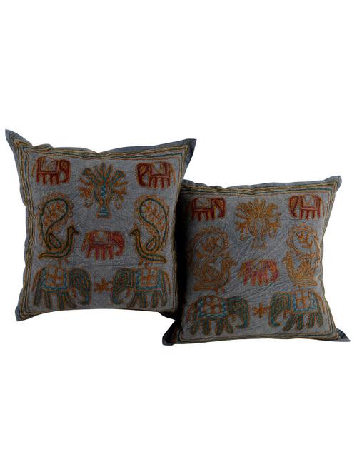 cotton embroidered set of 2 cushion covers - 14505766 - Very Small Image - 1