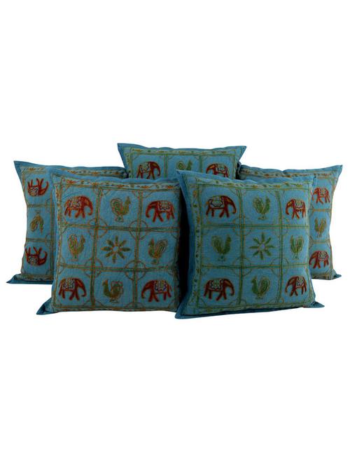 cotton embroidered set of 5 cushion covers - 14505769 - Very Small Image - 1