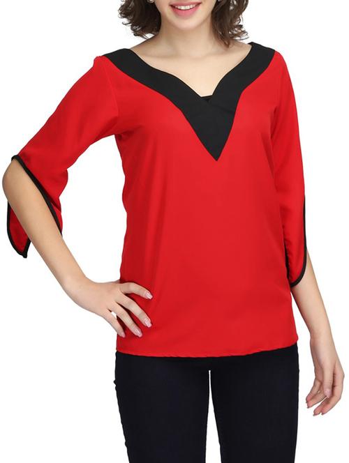 women's straight v neck top - 14506330 - Very Small Image - 1