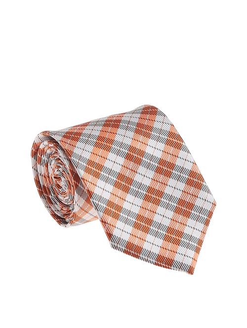 orange silk fabric tie with cuff link and pocket square - 14506822 - Very Small Image - 1