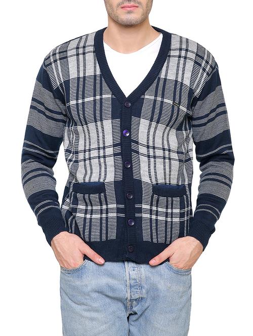 navy blue wool cardigan - 14510032 - Very Small Image - 1