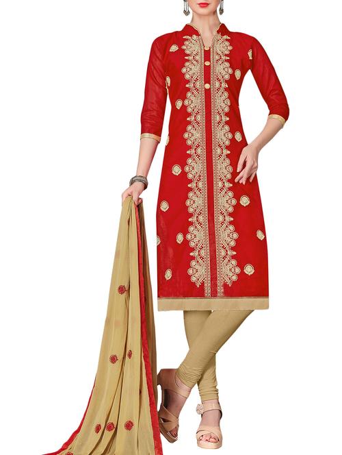 embroidered unstitched churidaar suit - 14510044 - Very Small Image - 1