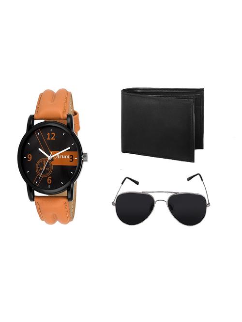 arum latest stylish brown trendy watch with black wallet ,sunglass - 14510058 - Very Small Image - 1
