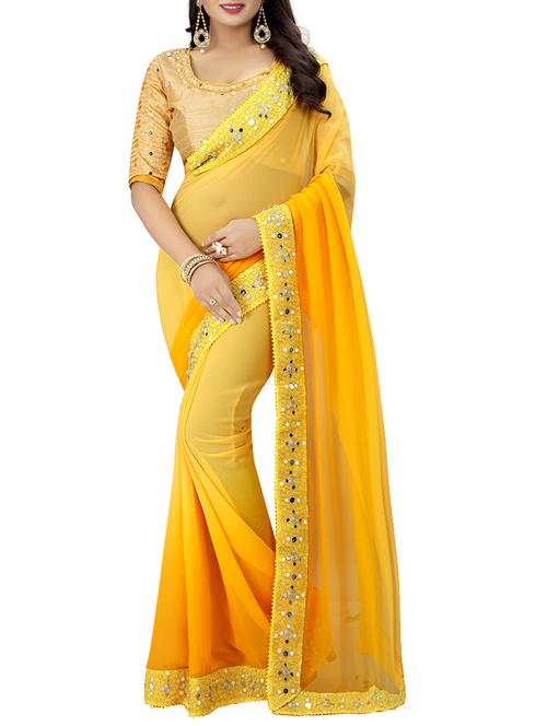 yellow bordered saree with blouse - 14511332 - Very Small Image - 1