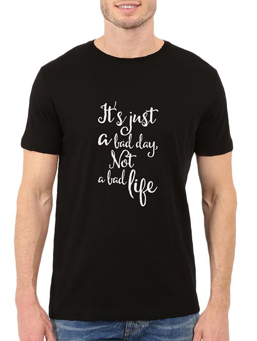 black cotton chest print tshirt - 14511405 - Very Small Image - 1