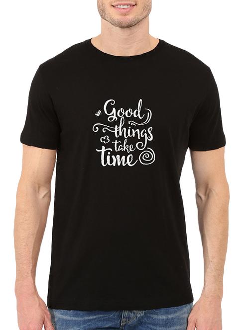 black cotton chest print tshirt - 14512076 - Very Small Image - 1