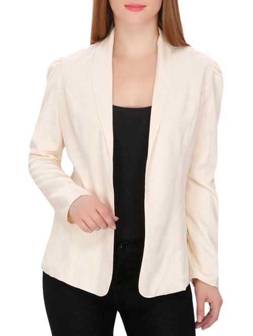 beige solid blazer - 14513052 - Very Small Image - 1