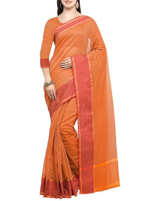 peach poly linen maheshwari saree with blouse - 14513465 - Very Small Image - 1