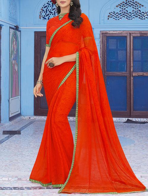 orange printed saree - 14513525 - Very Small Image - 1