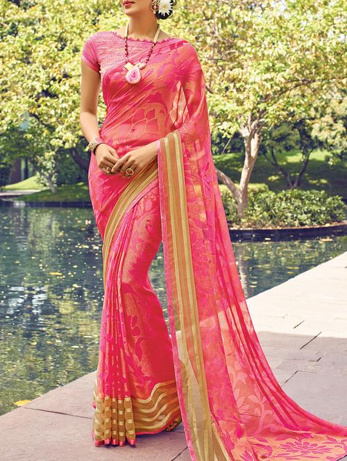 pink woven saree - 14513576 - Very Small Image - 1