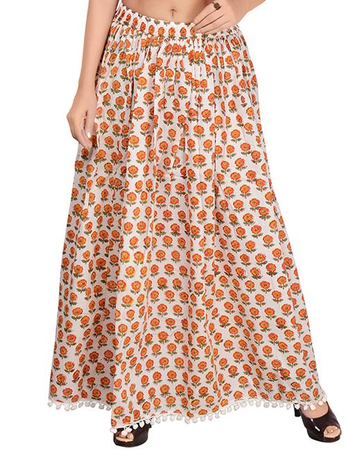 orange cotton flared skirt - 14513708 - Very Small Image - 1