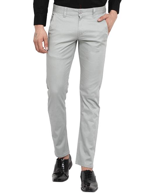 grey cotton chinos casual trousers - 14514156 - Very Small Image - 1