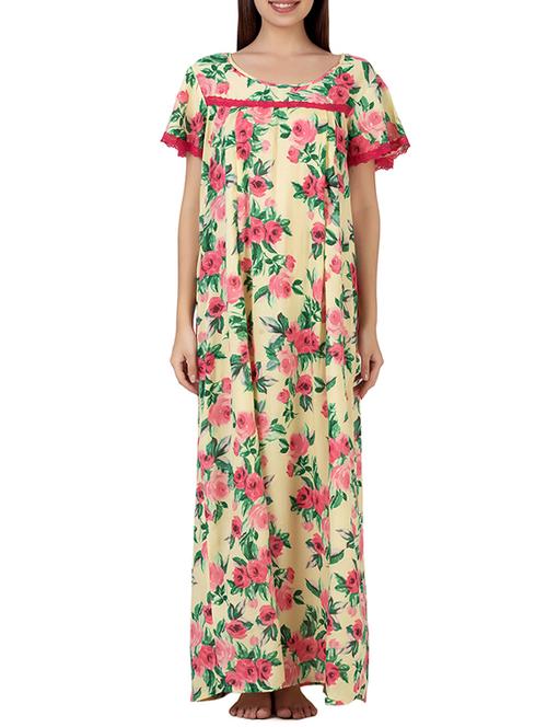 yellow floral sleepwear gown - 14515422 - Very Small Image - 1