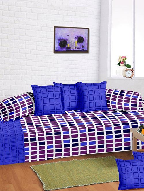 cotton printed 8 pieces diwan set - 14515900 - Very Small Image - 1