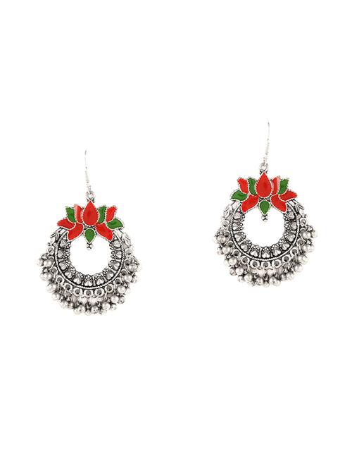 silver tone chandbali earrings - 14515936 - Very Small Image - 1