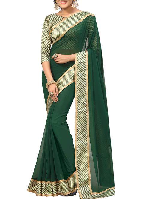 green bordered saree with blouse - 14516296 - Very Small Image - 1