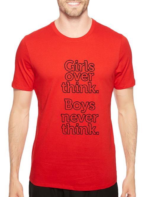red cotton front print t-shirt - 14516322 - Very Small Image - 1
