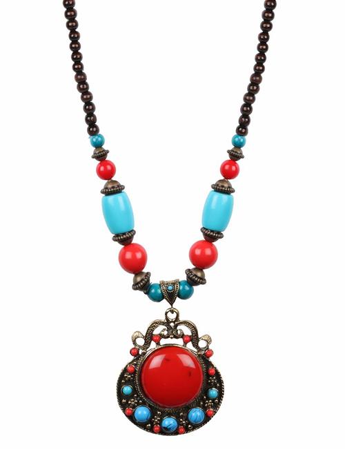 red metal long necklace - 14516437 - Very Small Image - 1