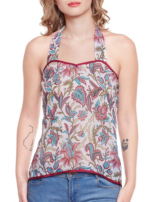 red floral georgette top - 14516448 - Very Small Image - 1