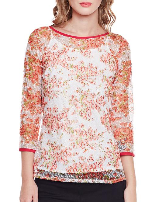 orange lace floral top - 14516477 - Very Small Image - 1