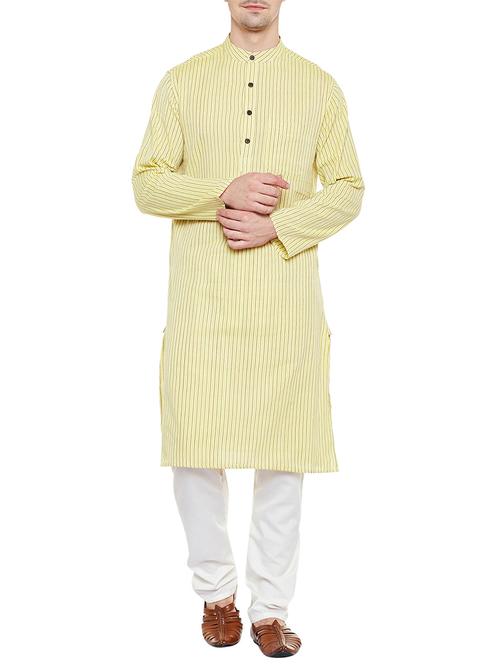 yellow cotton long kurta - 14517391 - Very Small Image - 1