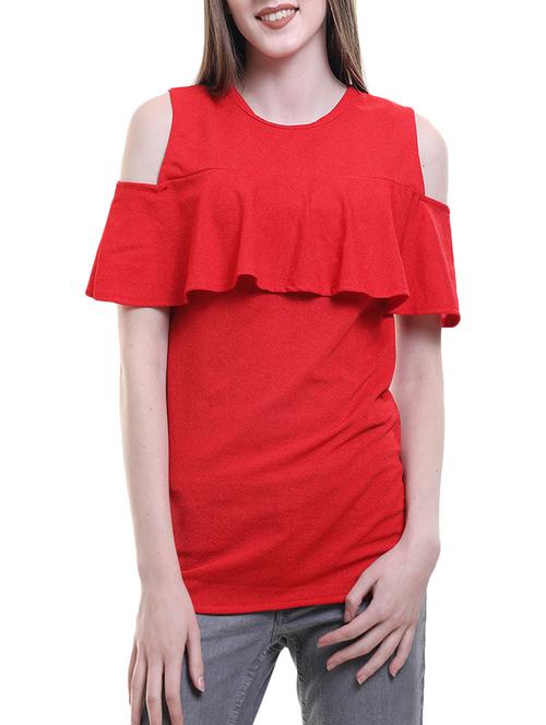 red cold shoulder top - 14517503 - Very Small Image - 1