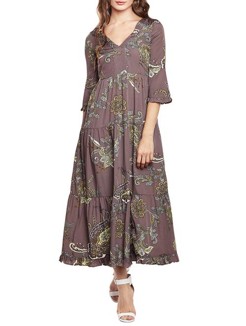 grey printed maxi dress - 14518645 - Very Small Image - 1