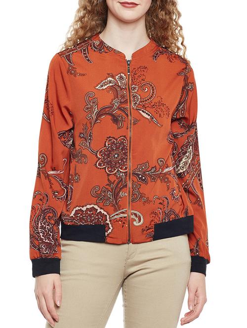 orange printed varsity jacket - 14518659 - Very Small Image - 1