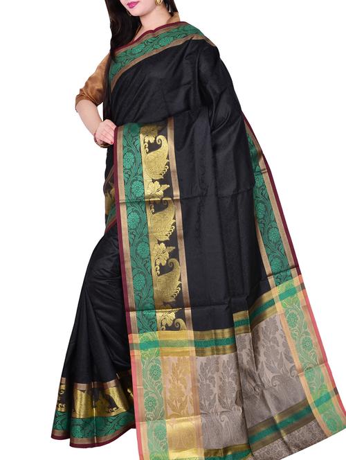 zari bordered woven saree with blouse - 14518757 - Very Small Image - 1