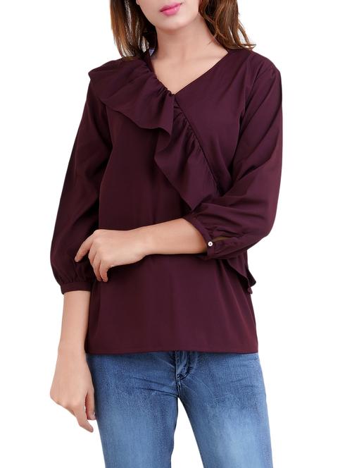 purple solid ruffle top - 14519300 - Very Small Image - 1
