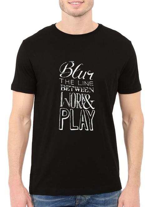 black cotton front print t-shirt - 14520956 - Very Small Image - 1