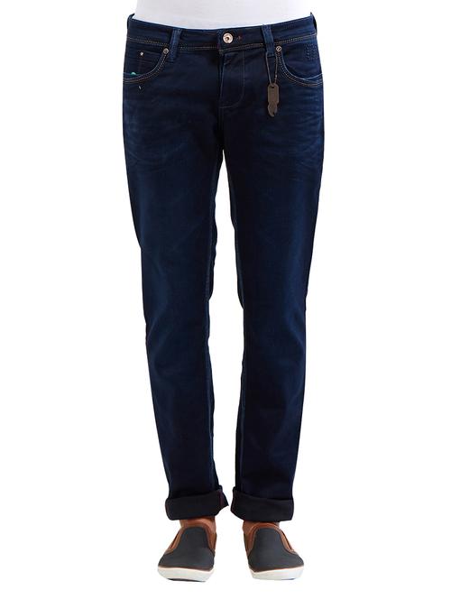 dark blue cotton plain jeans - 14525647 - Very Small Image - 1