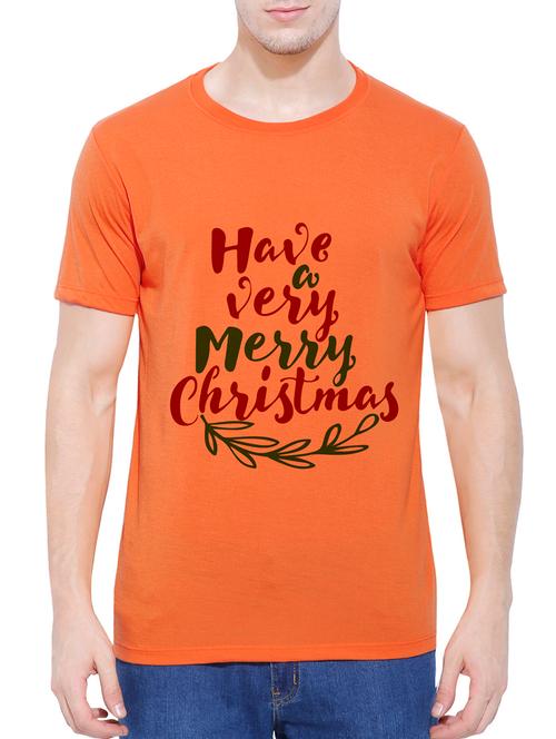 orange cotton chest print t-shirt - 14526811 - Very Small Image - 1