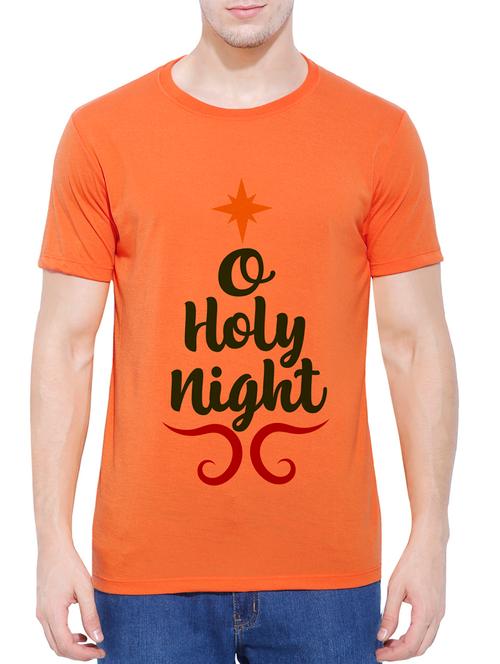 orange cotton chest print t-shirt - 14526817 - Very Small Image - 1