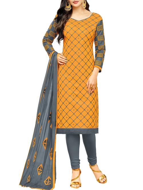 yellow churidaar suits dress material - 14527888 - Very Small Image - 1