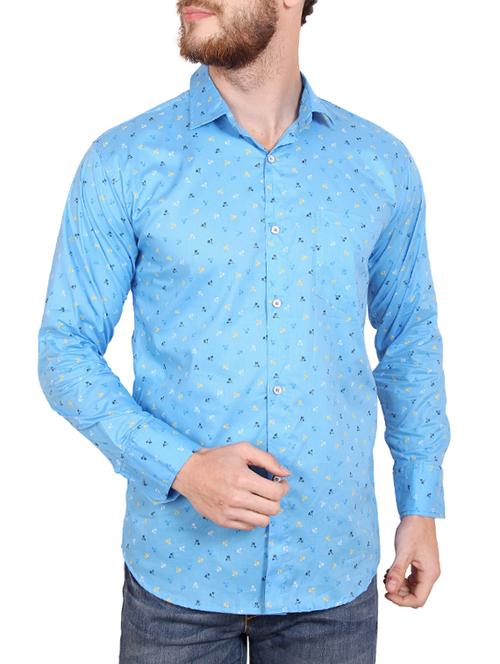blue cotton casual shirt - 14528083 - Very Small Image - 1