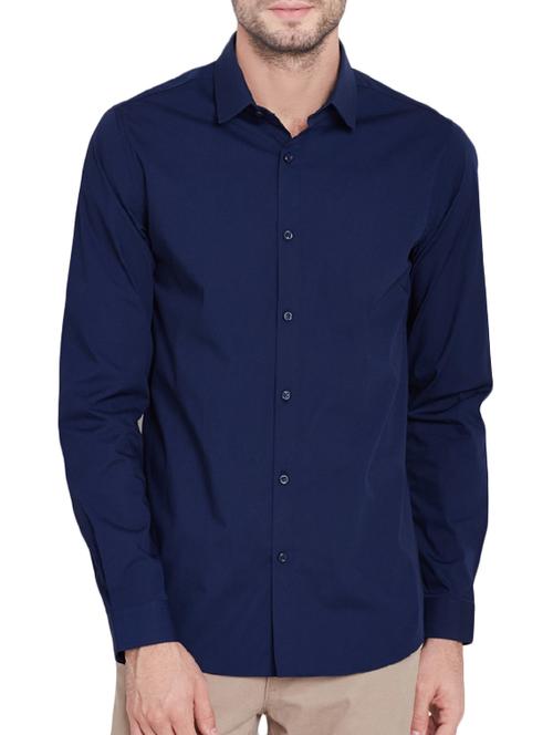 dark blue cotton casual shirt - 14528088 - Very Small Image - 1