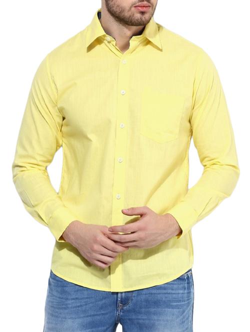 yellow cotton casual shirt - 14528104 - Very Small Image - 1