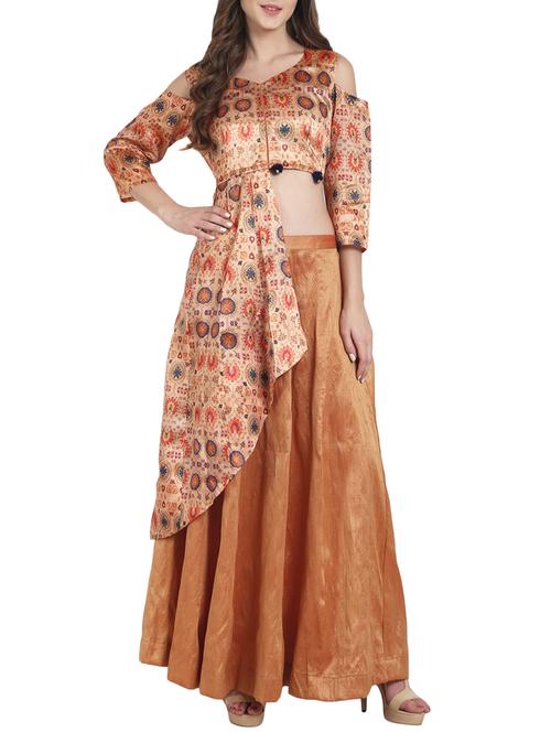 orange silk top skirt set - 14528792 - Very Small Image - 1