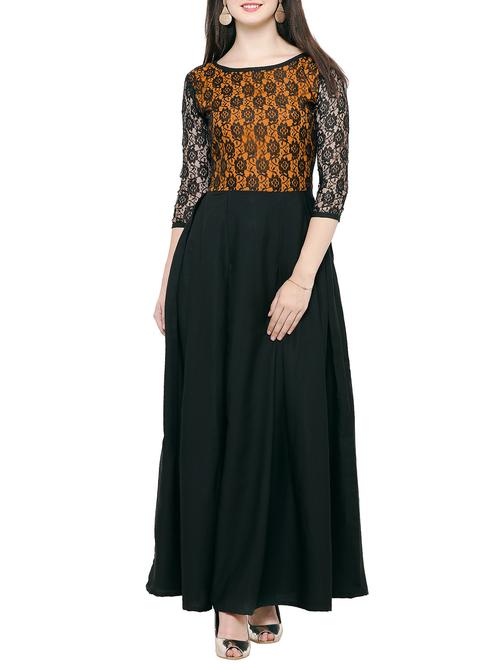 floral lace panel pleated maxi dress - 14528878 - Very Small Image - 1
