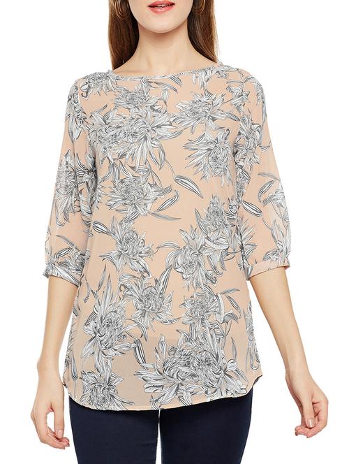 curved hem floral top - 14528892 - Very Small Image - 1