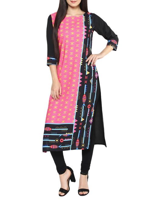 pink crepe straight kurta - 14529781 - Very Small Image - 1