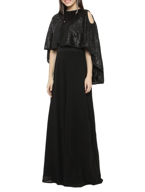 sequined cape sleeved gown - 14530205 - Very Small Image - 1