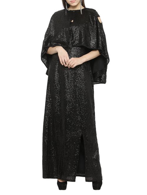 cape sleeved sequins maxi dress - 14530209 - Very Small Image - 1