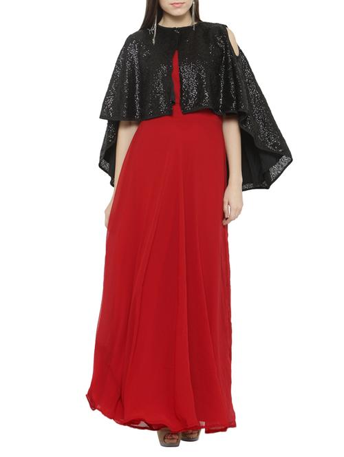 sequined cape maxi dress - 14530210 - Very Small Image - 1